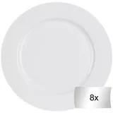 Home4You Speiseteller 8er Set, Weiß - Ø 26,5 cm - Bone China - 8er Set
