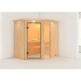 Karibu Sauna Freyja 1 und LED-Dachkranz Natur 202 x 210 x 165 cm