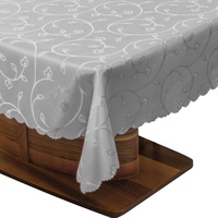 Simurq Tischdecke Abwaschbar - Lotuseffekt, Wasserabweisend & Pflegeleicht Tischdecken (Tischdecke weiß Grau Beige Tischdecke Rund - Tischtuch Table Cloth) grau Eckig - 160 cm x 220 cm