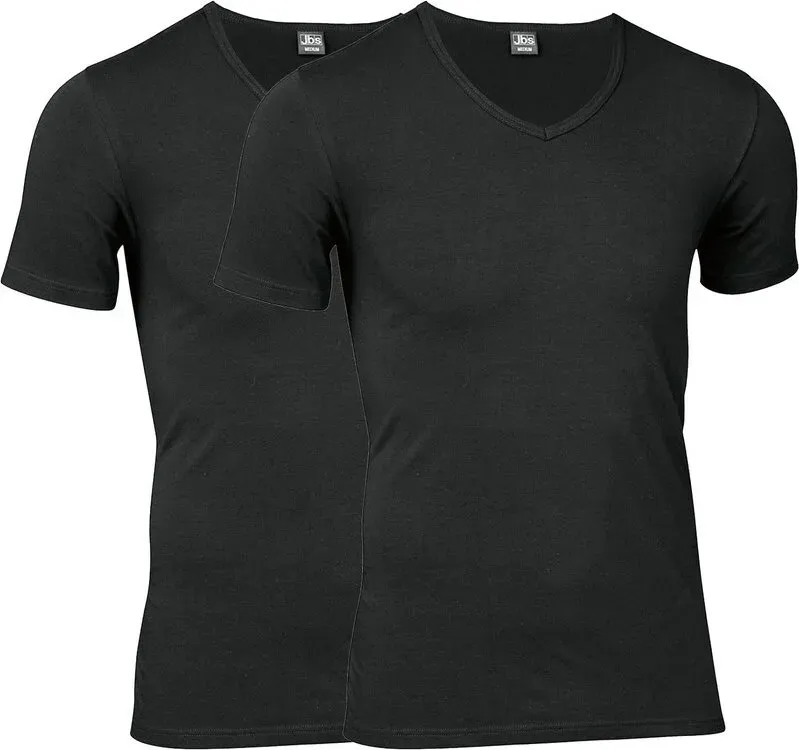 JBS 2er-Pack V-Ausschnitt T-Shirts GOTS Schwarz Größe M