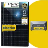 4x 440W Bifaziale Module mit Solarspeicher 1,6kWh Anker SOLIX Solarbank E1600 Speicher für Balkonkraftwerk