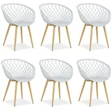 Homestyle4u Gartenstuhl 6er Set Grau, Kunststoff, 62x80x57 cm, Gartenmöbel, Gartenstühle, Gartenstühle