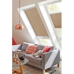 Dachfensterplissee SUNLINES "Classic Style Crepe", beige (sand, weiß), B:97cm H:94cm, Obermaterial: 100% Polyester, Plissees, mit Führungsschienen