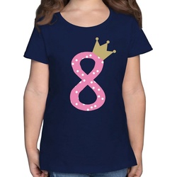 Shirtracer T-Shirt Acht Krone Mädchen Achter – 8. Geburtstag – Mädchen Kinder T-Shirt shirt 8 jahre – geburtstagskind tshirt – 8. geburtstag mädchen blau 128 (7/8 Jahre)