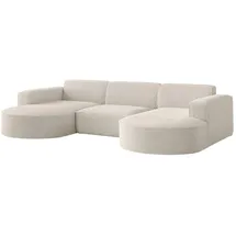 Fun Möbel Wohnlandschaft U-Form Sofa PALMA in Stoff Ascot Beige & Beige