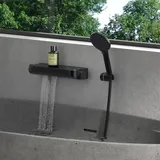 mai & mai Thermostat Badewannenarmatur mit Handbrause Wannenarmatur Wannenthermostat 4 Strahlarten Wandarmatur für Badewanne Matt Schwarz