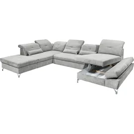 ed exciting design Wohnlandschaft MELFI U-Form, mit Bettfunktion, Bettkasten, Nierenkissen, frei im Raum stellbar, braun