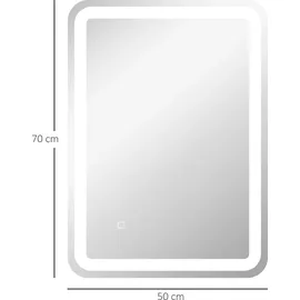 Homcom Badspiegel 50 x 70 cm LED mit 3 Lichtfarben IP44