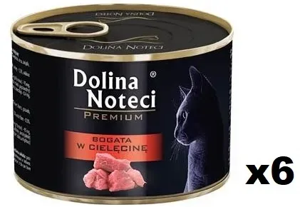 Dolina Noteci Premium Nasses Katzenfutter reich an Kalbfleisch 6x185g