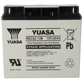 YUASA Blei-Akku REC22-12B Pb 12V 22Ah Zyklenfest, M5 Flachpol
