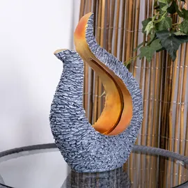 ETC Shop LED Solarleuchte, Skulptur grau, gold