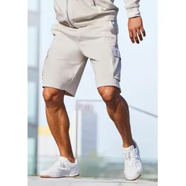 AUTHENTIC LE JOGGER "kurze Sweathose", Herren, Gr. L (52/54), N-Gr, beige (creme), Sweatware, Obermaterial: 60% Baumwolle, 40% Polyester, unifarben, regular fit ca. Mitte Knie, Hosen Sweatshorts, Cargotaschen mit Webdetails, Topseller