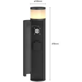 LUCANDE Außenleuchte Aluminium 47,8 cm 1x G9 schwarz