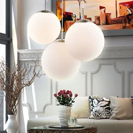 GLOBO RGB LED Hängeleuchte, 3 Flammig, Glas, Fernbedienung, H 80cm - weiß,