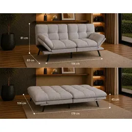 Makika Schlafsofa 3-Sitzer Schlafcouch Paul verstellbar mit Schlaffunktion in Grau