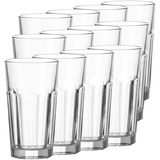 LEONARDO Rock XL Longdrink-Glas, großer Trink-Becher aus Glas, spülmaschinengeeignete Wasser-Gläser, 12er Set,