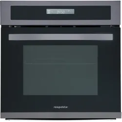 Backofen autark Einbau Edelstahl Herd Heißluft Grill Timer Black Steel Respekta