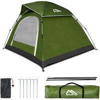 MSPORTS Campingzelt Premium Pop Up Zelt 2-3 Personen Würfelzelt Wasserdicht Winddicht Kuppelzelt Zelt (Olivgrün)
