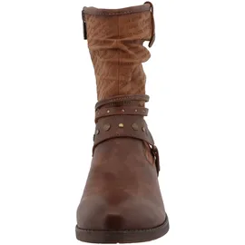 Mustang Winterboots MUSTANG SHOES "Fabienne", Damen, Gr. 37, dunkelbraun, Lederimitat, used, Schuhe Winterboots, Stiefelette, Westernboots im Used-Look