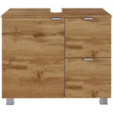 WELLTIME Waschbeckenunterschrank WELLTIME "Bauska", braun (wotaneiche), B:70cm H:53cm T:35cm, Holzwerkstoff, Schränke, Waschbeckenunterschrank, 70 cm breit, mit 2 Auszügen