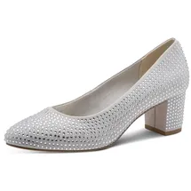 Marco Tozzi Damen Pumps weiches Feel Me Fußbett weiches Innenfutter Glitzernd, metallic (Silver), 39 EU