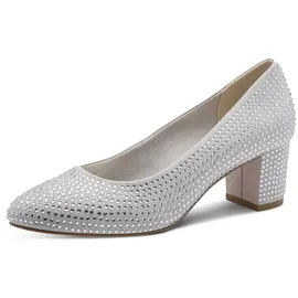 Marco Tozzi Damen Pumps weiches Feel Me Fußbett weiches Innenfutter Glitzernd, metallic (Silver), 39 EU