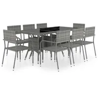 vidaXL 9-tlg Garten-Essgruppe Poly Rattan Anthrazit und Grau Modell 3