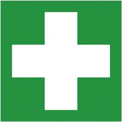 Rettungsschild als Symbol Erste Hilfe nach ISO 7010