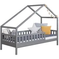 TICAA TiCAA Hausbett Bodenbett wandelbar mit asymmetrischem Dach "Lou"