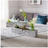 Frank Flechtwaren Balkonkasten, Pflanzer Shabby-White 2er Set weiß