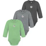 Normani Outdoor Sports 3er Pack Baby Merino Langarmbody „Tuai" in Anthrazit/Grau/Grün | Gr.: 68