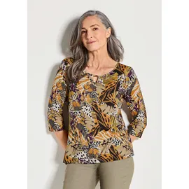 GOLDNER Viskosebluse mit Allover-Leo-Druck in honig gemustert), | Gr.: 42