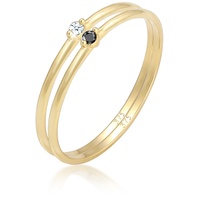 Elli DIAMONDS Solitär Schwarz Weiss Diamant (0.03 ct.) Gelbgold Ringe Damen