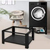 ML-Design Waschmaschinen Untergestell mit Ablage 63x54cm Stahl Schwarz bis 150kg