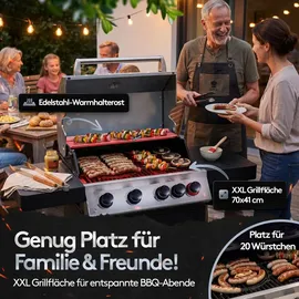 flammenwerk Gasgrill 4+1 Brenner schwarz