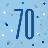 Unique 16 Servietten blau - Zahl 70