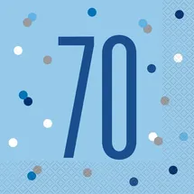 Unique 16 Servietten blau - Zahl 70