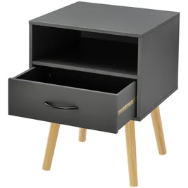 [en.casa] Beistelltisch, Dunkelgrau Holzwerkstoff, Holz, 1 Schubladen, 42x57x40 cm Wohnzimmer, Wohnzimmertische, Beistelltische