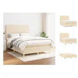 vidaXL Boxspringbett mit Matratze Creme 140x200 cm Stoff