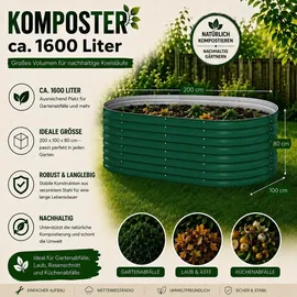 Vicco Komposter Grün, 200 x 100 cm, Gartenzubehör, Gartenpflege, Gartengeräte