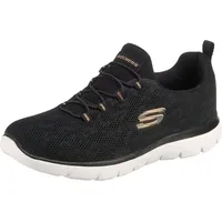 SKECHERS Summits - Leopard Spot black mesh rose gold trim 38