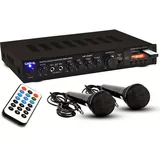ETC Shop Verstärker Bluetooth USB MP3 Receiver 2 Mikrofone AMP4500BT - Schwarz