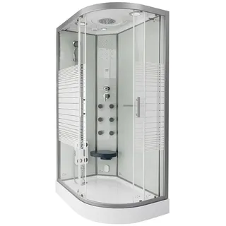 Home Deluxe Komplett-Dampf-Runddusche Kabine White Pearl 120x80cm Rechts Weiß,