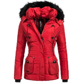 Marikoo Steppjacke "Vanilla", Damen, Gr. S (36), rot, Obermaterial: 100% Polyester, Futter: 100% Polyester, Kunstpelz: 100% Polyacryl, modisch, figurbetont Po-bedeckend, Langarm Ärmel ohne Ärmelschlitz Rippstrickbündchen kontrastfarben, Jacken, edle Winterjacke m.