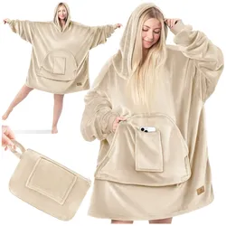 KESSER® Hoodie Decke Kuscheldecke mit Ärmeln Deckenpullover Vielseitig Tragbare Decke zum Anziehen für Damen & Herren, Sweatshirt Warm Kuschelpullover Erwachsene weich Ärmeldecke Oversize