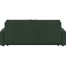 OTTO home 3-Sitzer OTTO HOME "JIGGS wahlweise Schlafsofa mit Bettkasten, Maße B/H/T: 228/96/110 cm", grün (dunkelgrün), B:228cm H:96cm T:110cm, 100% Polyester, Sofas, Sofa mit Wellenunterfederung, enthält 2 Rückenkissen und 2 Zierkissen