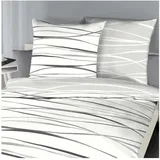 Traumschlaf Bettwäsche Bibermotion Gestreift Grau/Weiß 155 x 220 cm + 80 x 80 cm