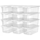 Boxxx Schuhbox Songmics, Weiß, Transparent, Kunststoff, 12 Fächer, 29.5x12.5x16.5 cm, Deckel abnehmbar, Ordnen & Aufbewahren, Aufbewahrungsboxen