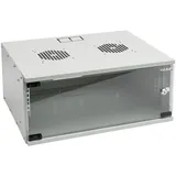 HMF 65704-07 Serverschrank 19 Zoll 4 HE | 400 mm Tiefe | Glastür | Lichtgrau