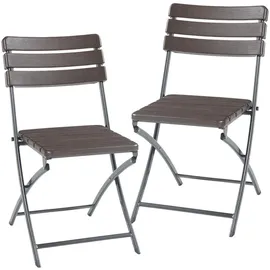 [en.casa] Lillestrøm Klappstuhl 81 x 58 x 46 cm dunkelbraun 2 St.